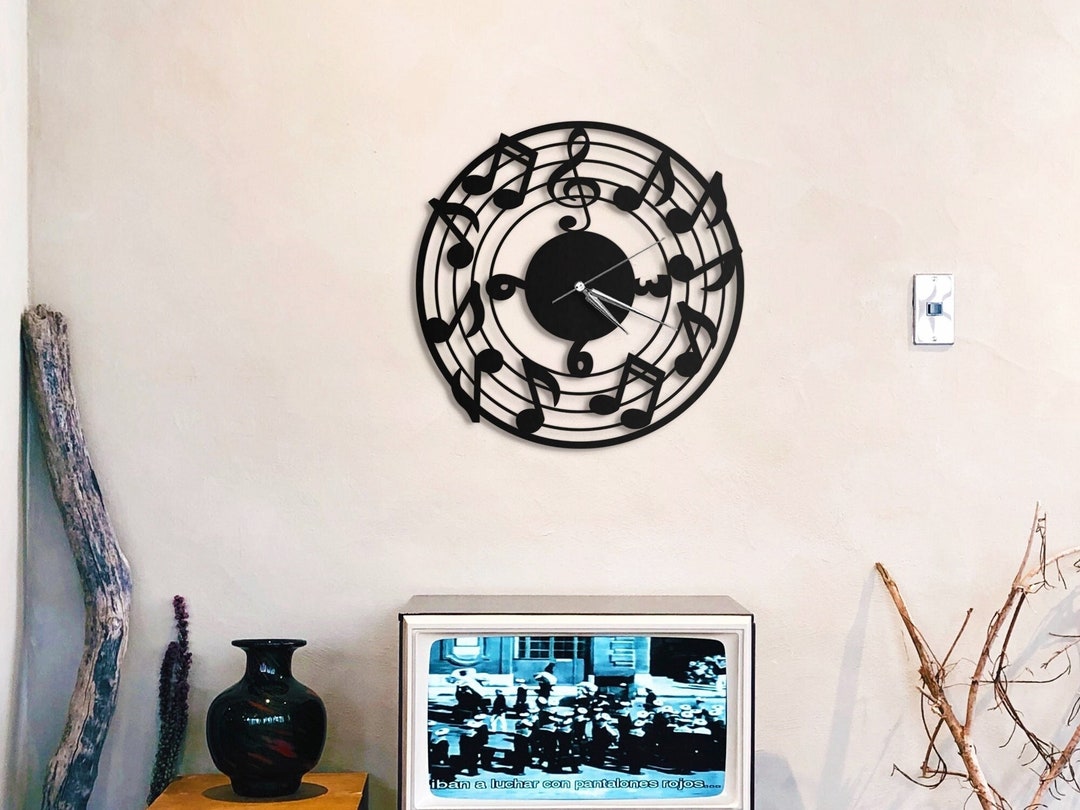 Unique Wall Clock, Musical Note Wall Clock, Metal Wall Clock, Music