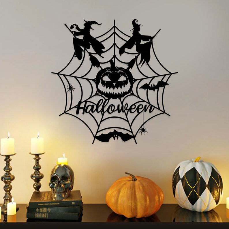 Halloween Wall Decor Metal Wall Decoration Happy Halloween Etsy