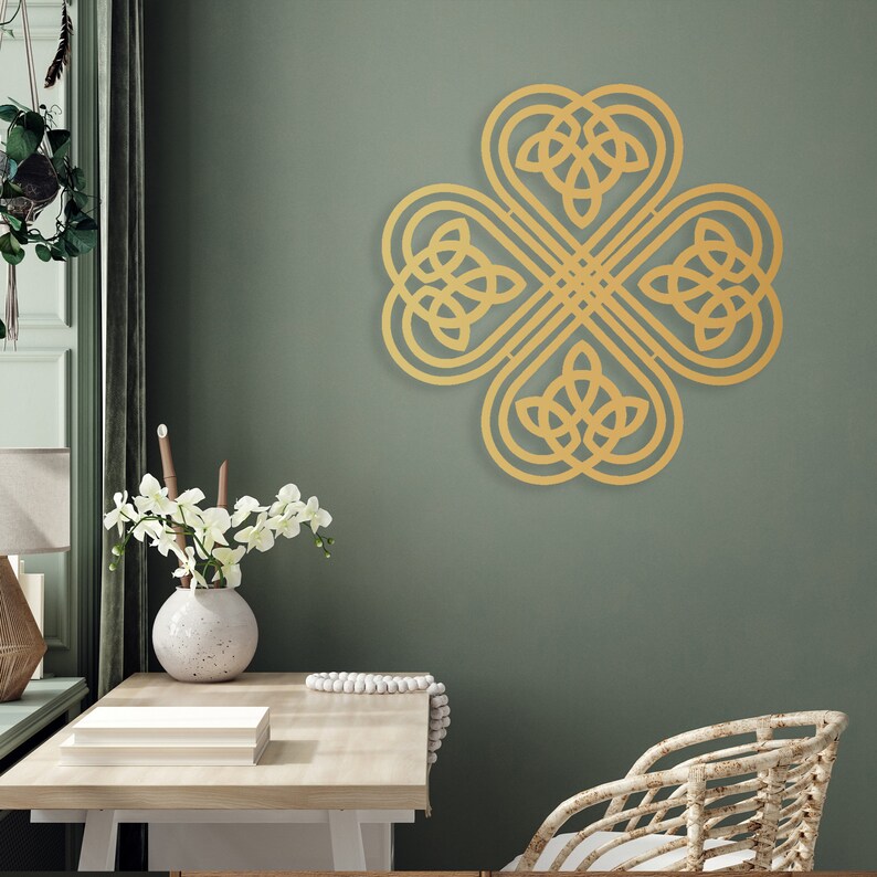 Gold Celtic Knot Metal Wall Art Irish Wall Decor Zen Metal Etsy