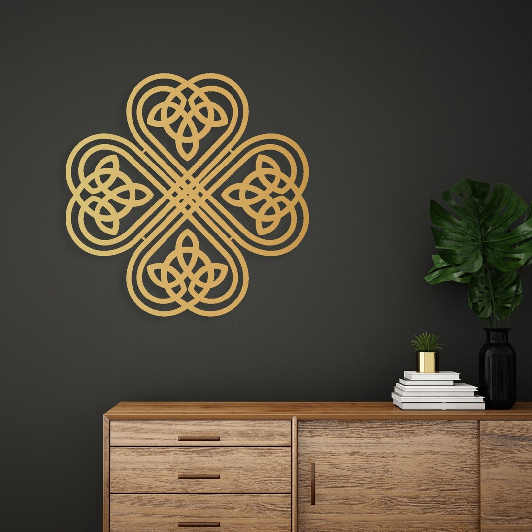 Gold Celtic Knot Metal Wall Art Irish Wall Decor Zen Metal Etsy