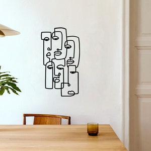 Picasso Faces Wall Decor, Surreal Face Line Art, Metal Wall Decor ...
