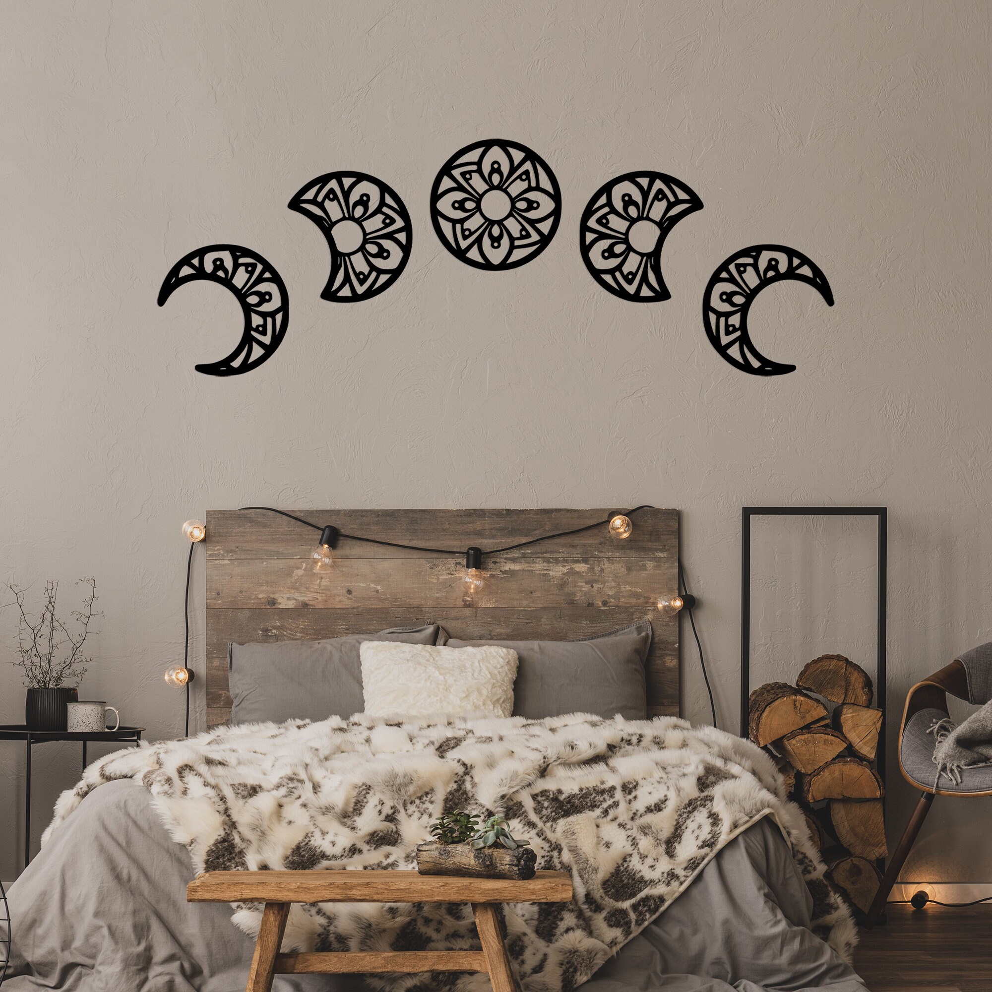 Lunation Moon Metal Wall Decor Moon Art Set Metal Wall Art Etsy