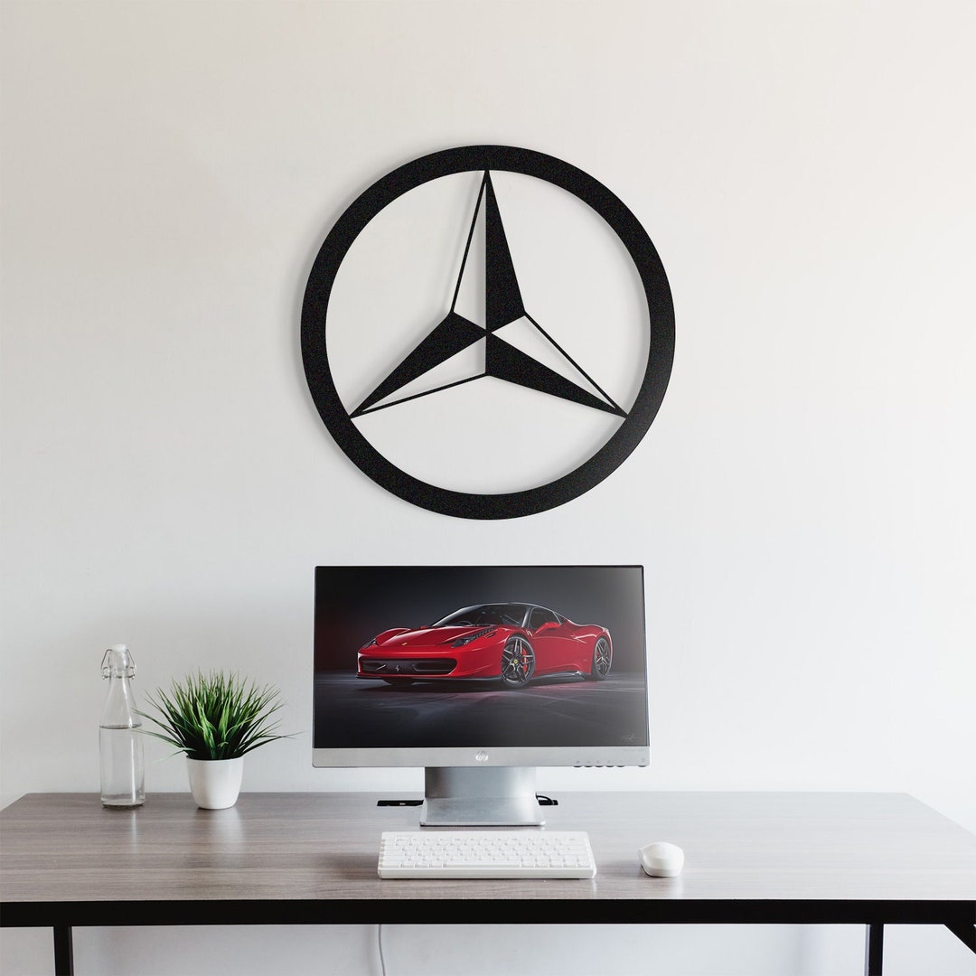 Mercedes Metal Car Logo Metal Car Emblem Car Wall Art Etsy