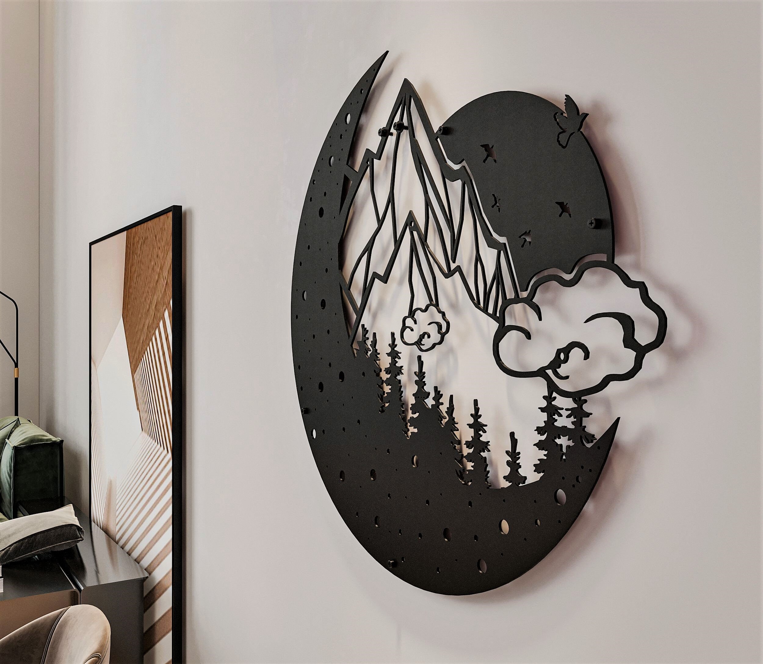 Mountain Wall Decor Nature Metal Wall Art Forest Design Etsy