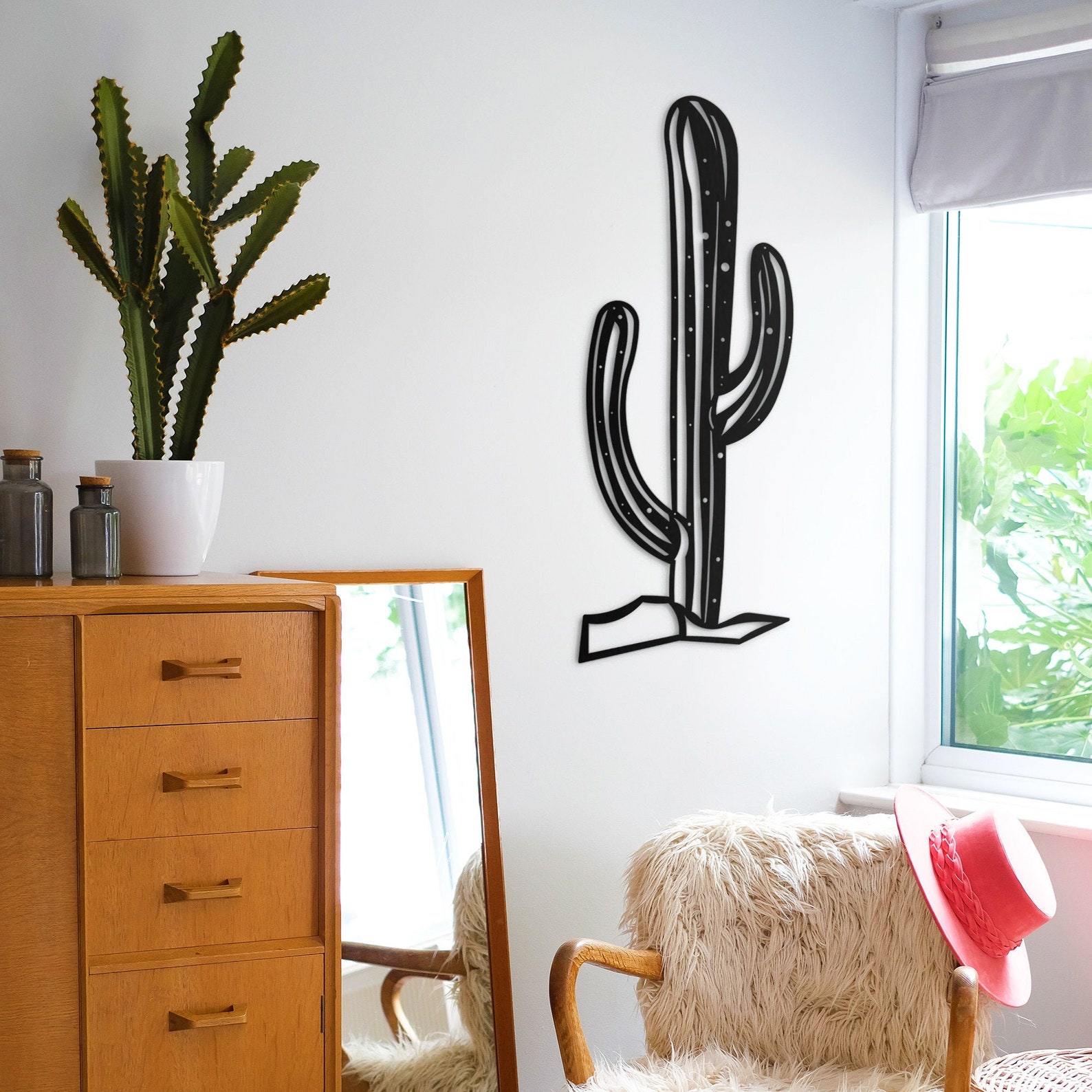 Cactus wall decor metal wall art plant decor rustic outdoor Etsy