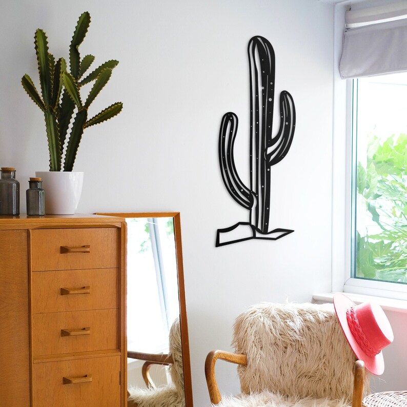 Cactus wall decor metal wall art plant decor rustic outdoor Etsy