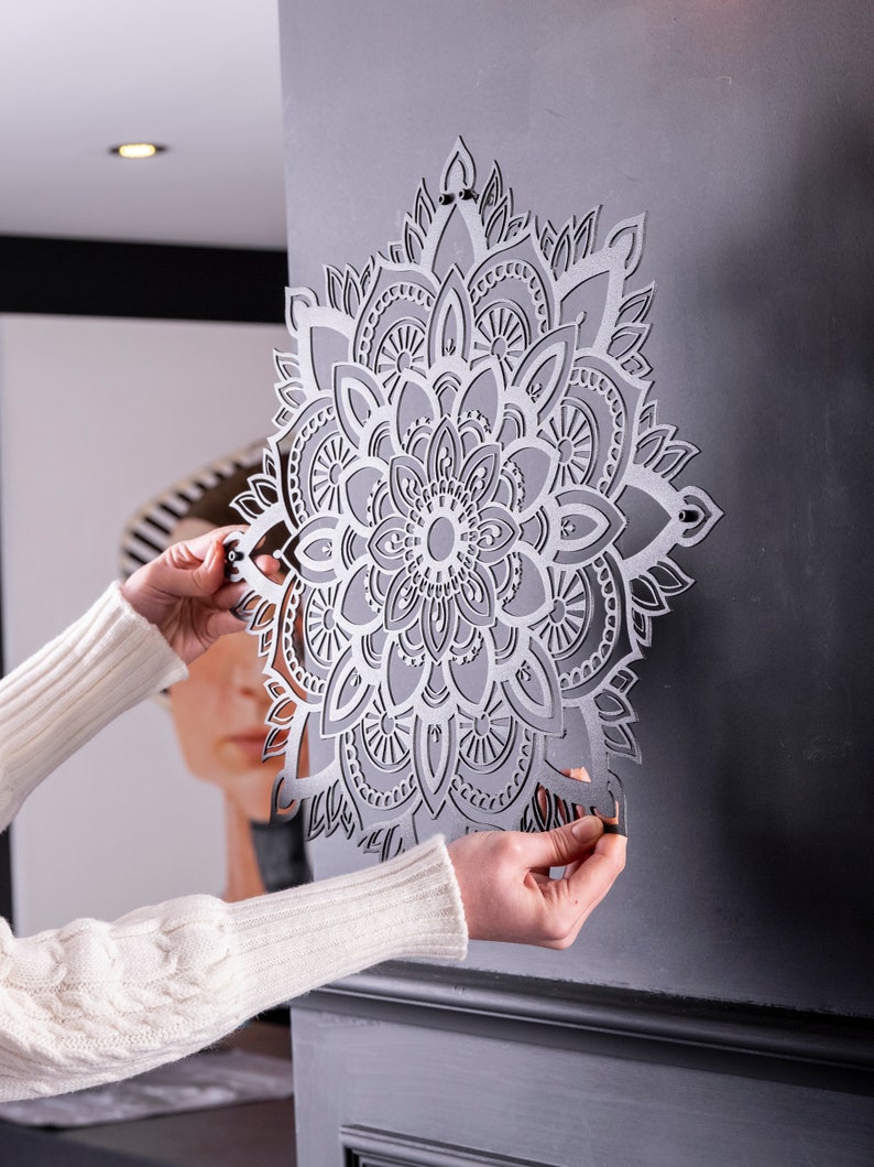 White Mandala Wall Art Metal Wall Decor Boho Wall Art White Etsy