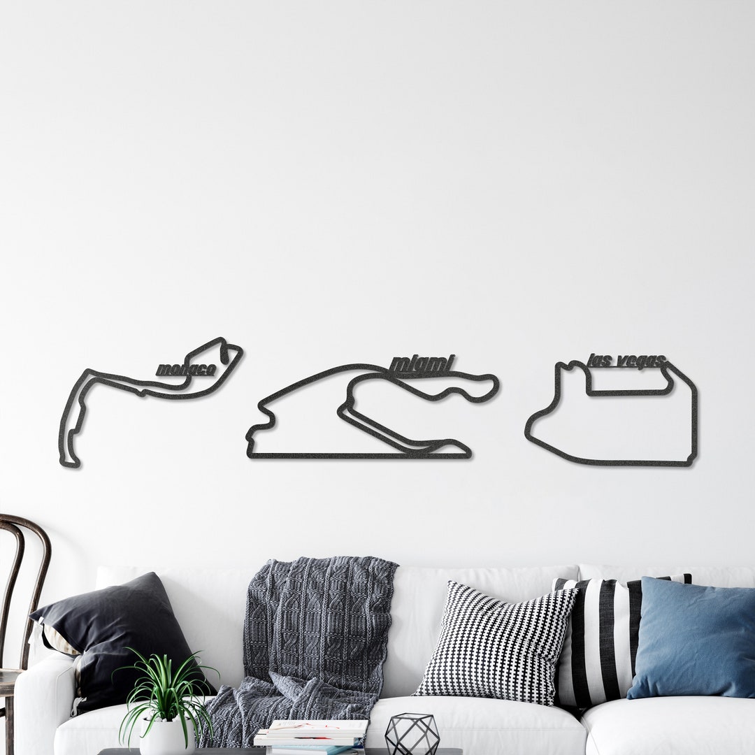 Custom Circuit Collection for Miami and Las Vegas Wall Art Metal Race Track Art Race Track Wall