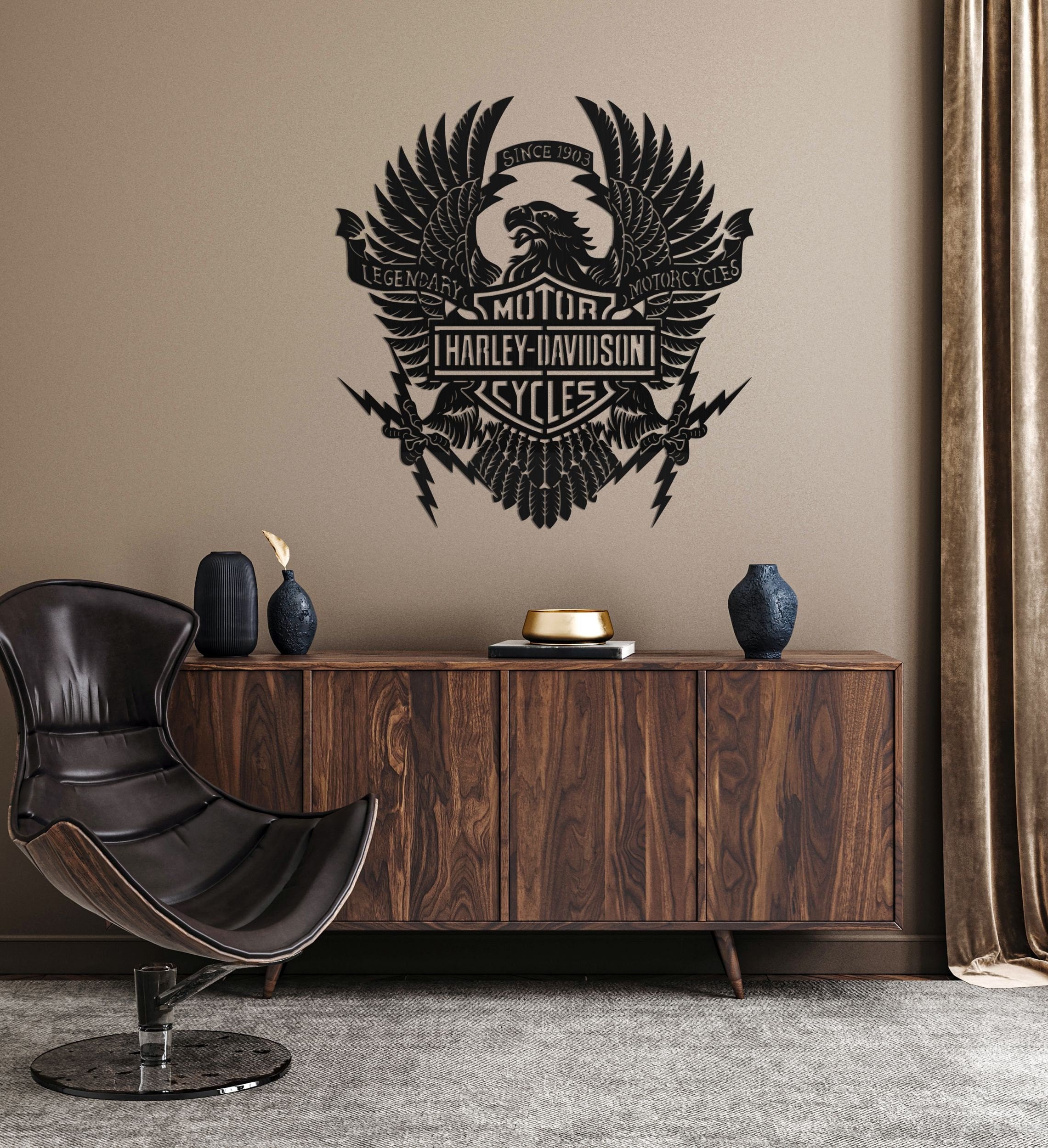 Harley Davidson Metall | Wanddekoration Bike Lover | Chopper Housewarming Geschenk