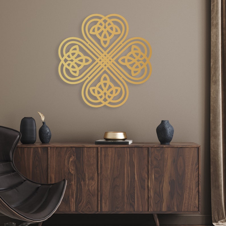 Gold Celtic Knot Metal Wall Art Irish Wall Decor Zen Metal Etsy