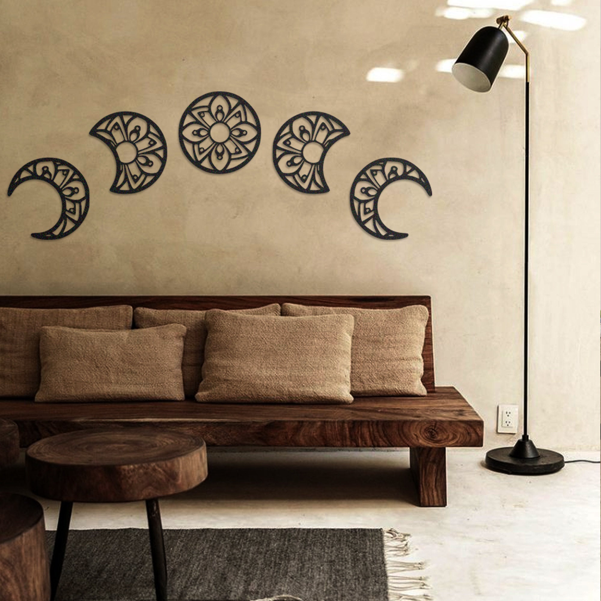 Lunation Moon Metal Wall Decor Moon Art Set Metal Wall Art Etsy