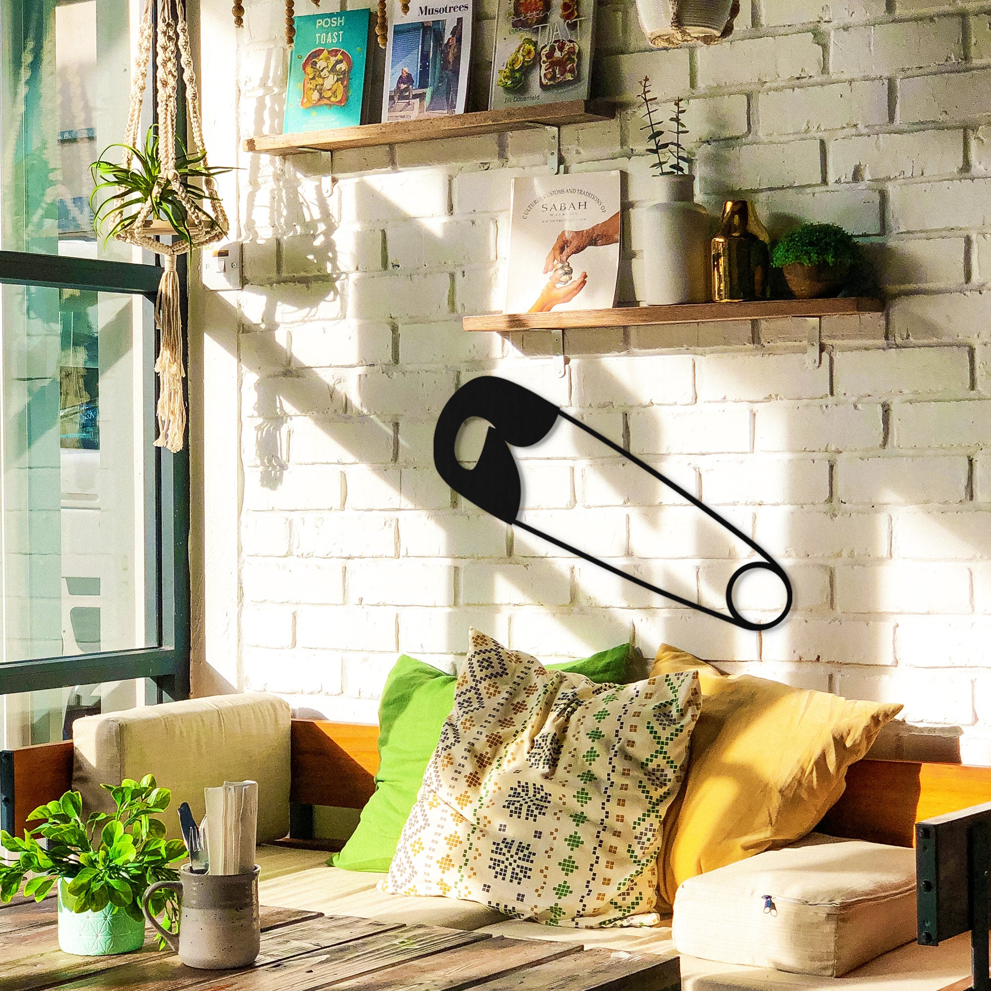 Metal Safety Pin Wall Art Metal Wall Decor Wall Hangings Etsy