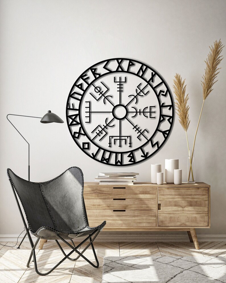 Viking Compass Decor Vegvisir Metal Wall Art Vikings Wall Etsy