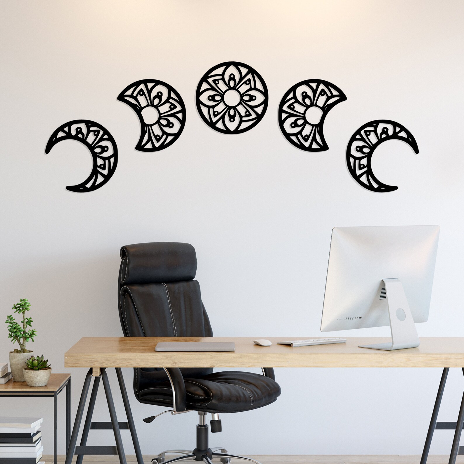 Lunation Moon Metal Wall Decor Moon Art Set Metal Wall Art Etsy