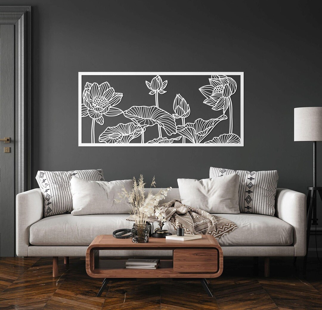 Metal Lotus Flower Wall Art Metal Wall Decor, Large Outdoor Wall Decor ...