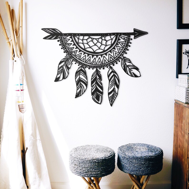 Gold Dream Catcher Wall Decor Boho Wall Art Metal Gold Wall Etsy