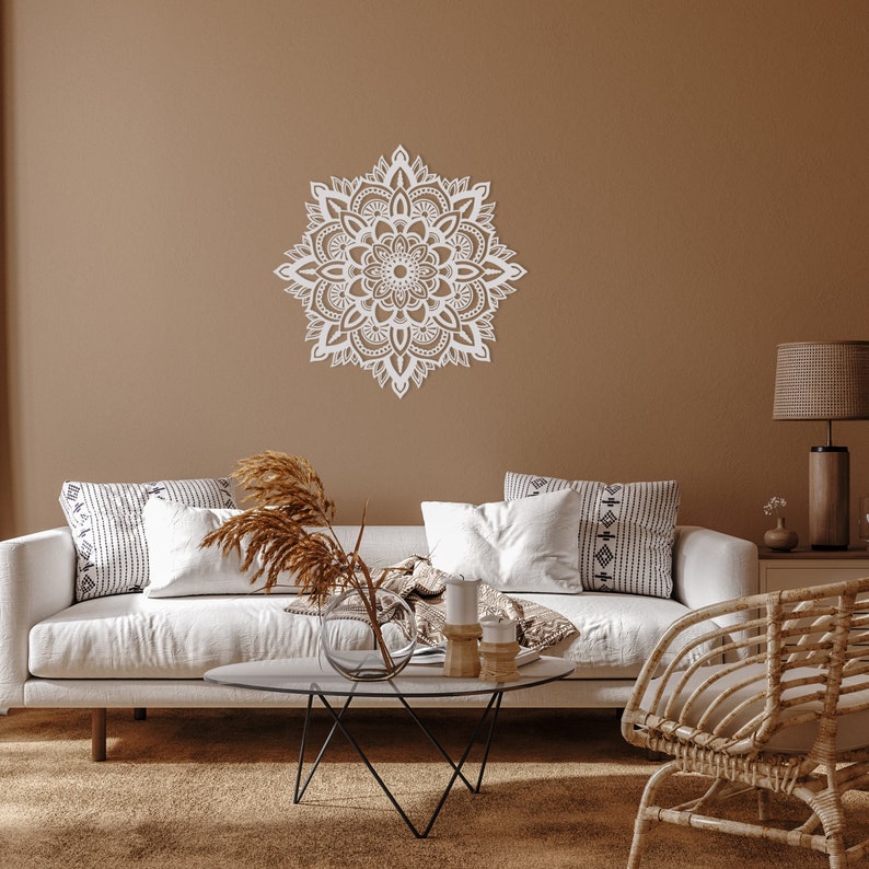 White Mandala Wall Art Metal Wall Decor Boho Wall Art White Etsy