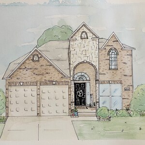CUSTOM Watercolor Home Portrait - 11x14