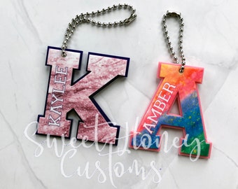 Personalized Letter-Shaped Acrylic Bag Tag/ Lunch Box Tag/ Backpack Tag/ Name Tag