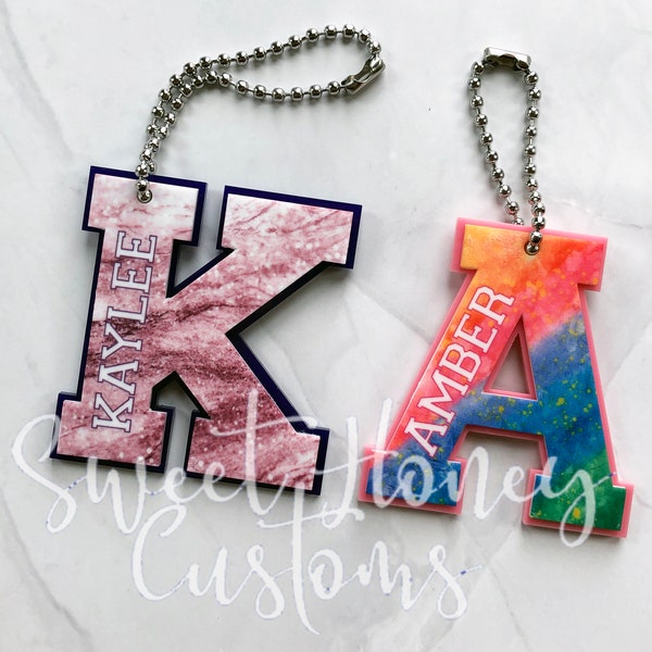 Personalized Letter-Shaped Acrylic Bag Tag/ Lunch Box Tag/ Backpack Tag/ Name Tag