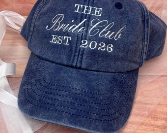 Bride club custom year embroidered personalised wedding present gift honeymoon newlywed bridesmaid cap hat summer add your wedding year