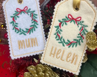 Custom personalised felt christmas tag wreath place setting tree decoration gift special