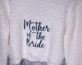 Custom Embroidered Mother of the Bride Fluffy Crop Cardigan – Bridal Cover Up