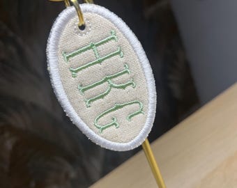 Custom bag tag key ring embroidered luggage gift present holiday