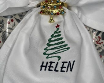 Custom personalised embroidered table christmas napkins name