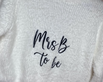 Custom Embroidered Bridal Cardigan: Mrs to Be Hen Do Pearl Detail