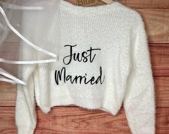 Custom Embroidered Bridal Cardigan  Fluffy Cropped Wedding Cover-Up