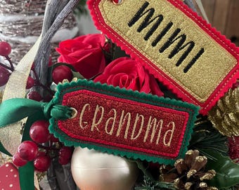 Christmas custom name glitter gift tags personalised present keepsake festive holidays