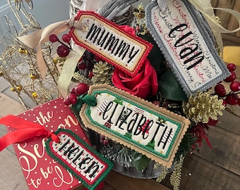 Christmas custom name gift tags personalised present keepsake