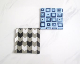 Geometric Coasters, Handmade Fabric Coasters Set of 3