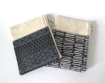 Japanese Style Black and White Fabric coin purse, Geometric Coin Purse