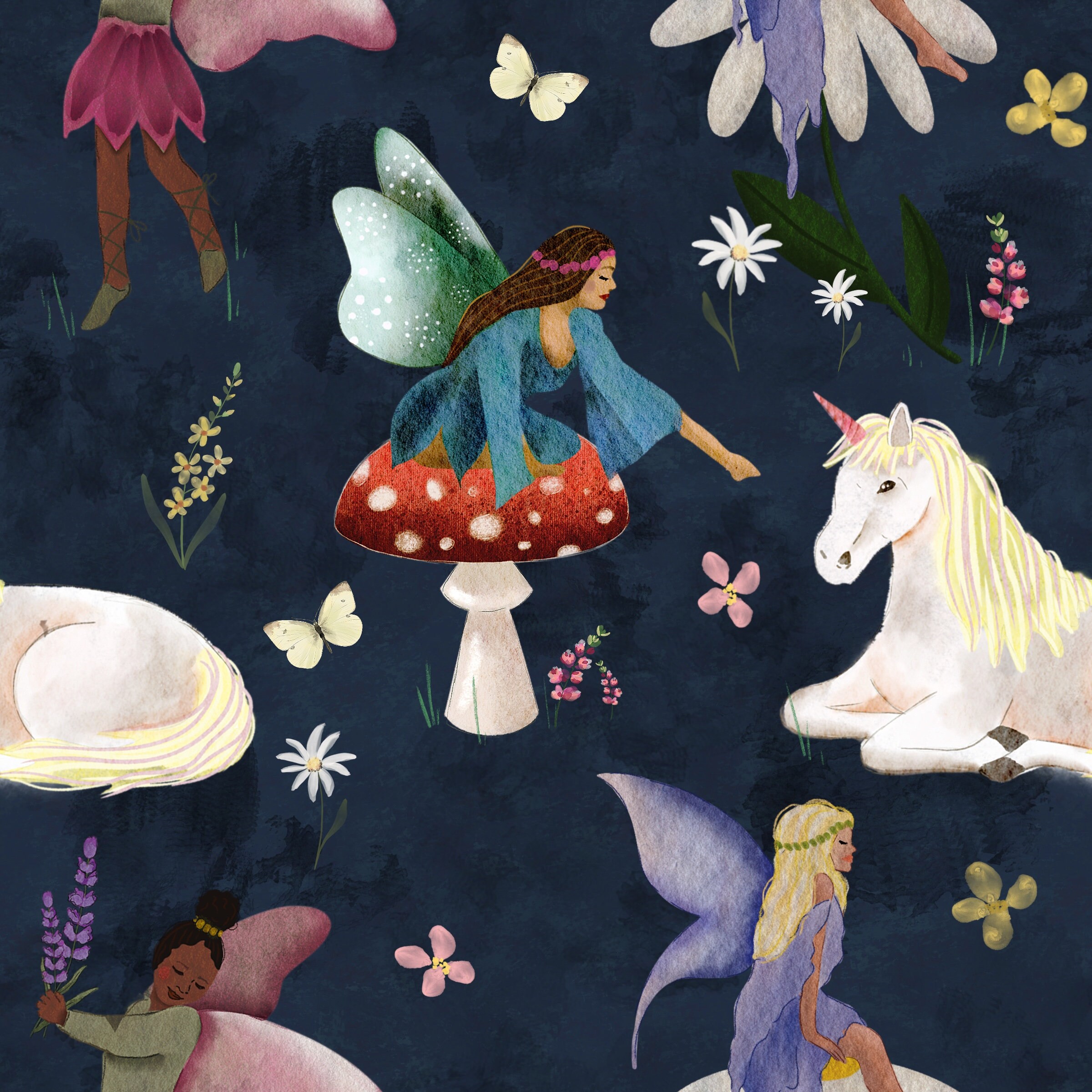 Enchanted Fairies, Fairy, Seamless Pattern, Surface Pattern, Non ...