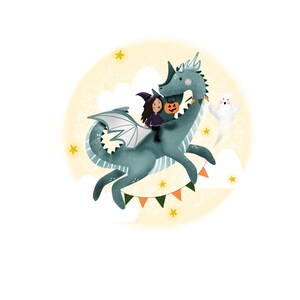 Halloween, moon dragon, witch, PNG, Transfers, Sublimation DIGITAL DOWNLOAD