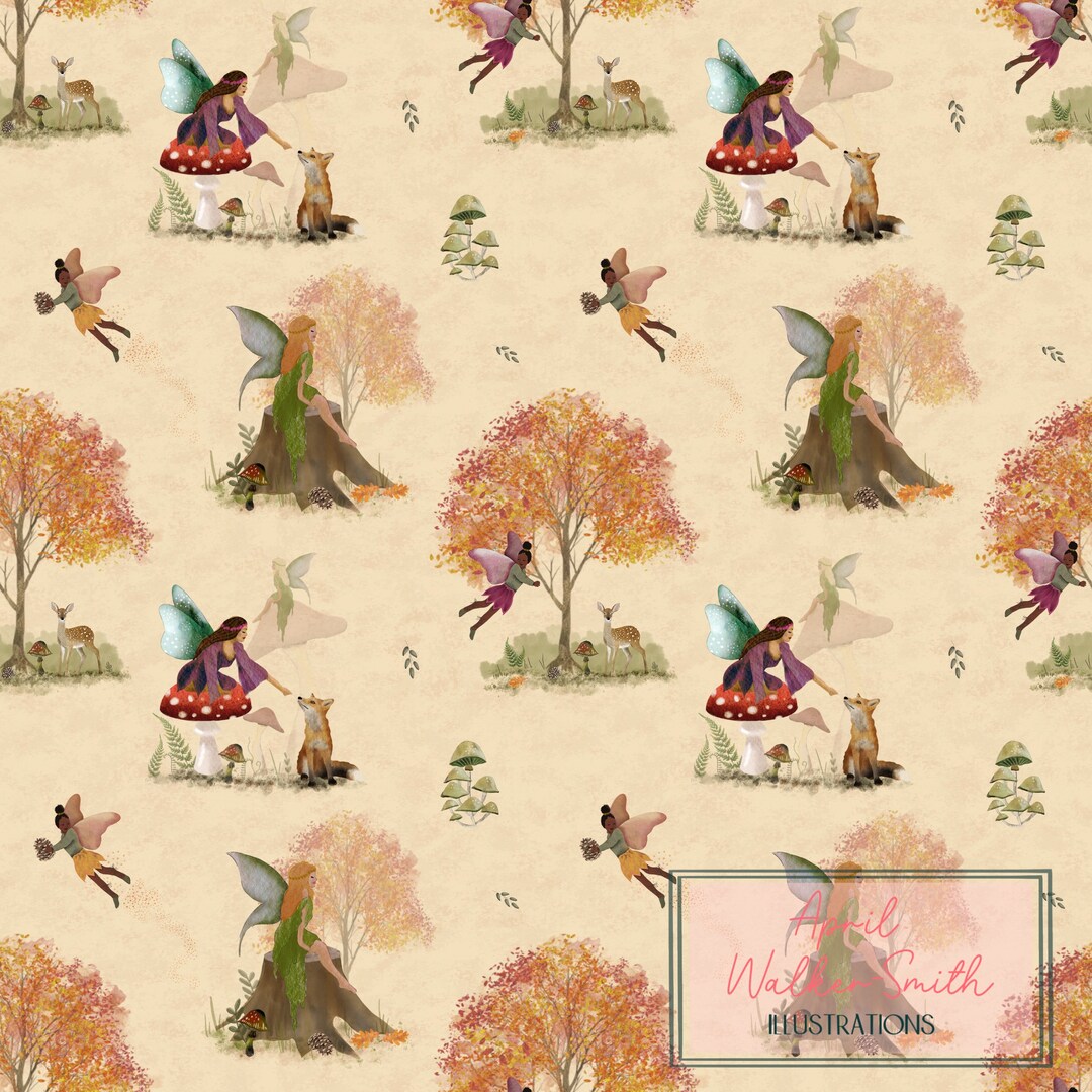 Autumn Fairies, Fairy, Watercolour, Seamless Pattern, Surface Pattern ...