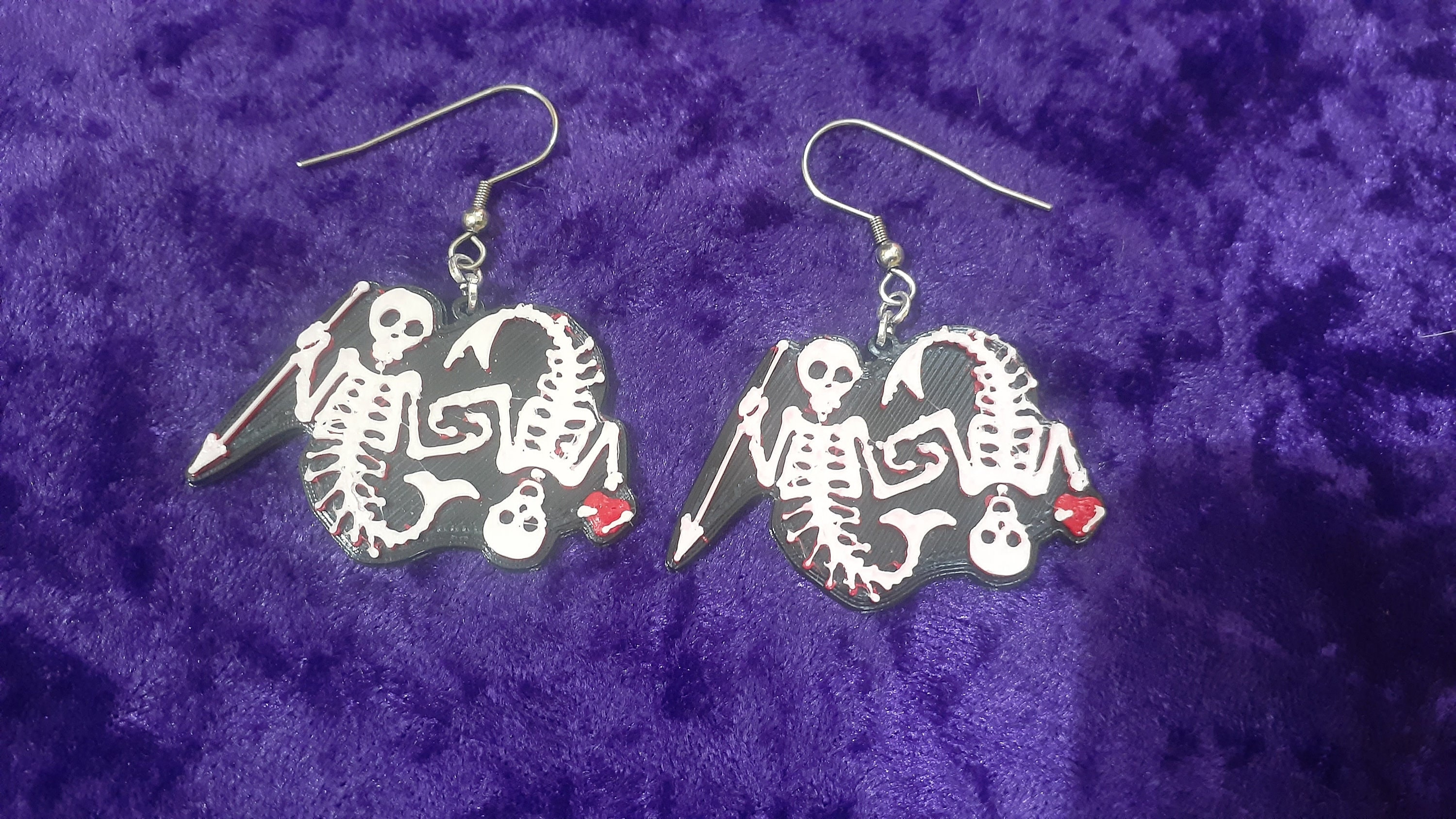 Skeleton Mermaid Earrings | Our Flag Means Death inspired drop earrings | 3D printed charm stainless steel french hook dangle earring