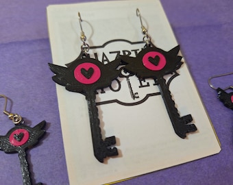 Hazbin Hotel Earrings | 3D printed key charm | 3 sizes | stainless steel french hook