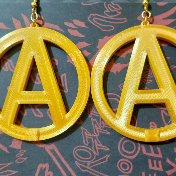 Golden A Hoops | 3D Printed | Abba Belt Buckle Earrings | Cosplay Jewelry