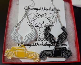 Bentley Good Omens Earrings | Angel and Demon | Pick a style | 3D printed charm stainless steel french hook dangle earring