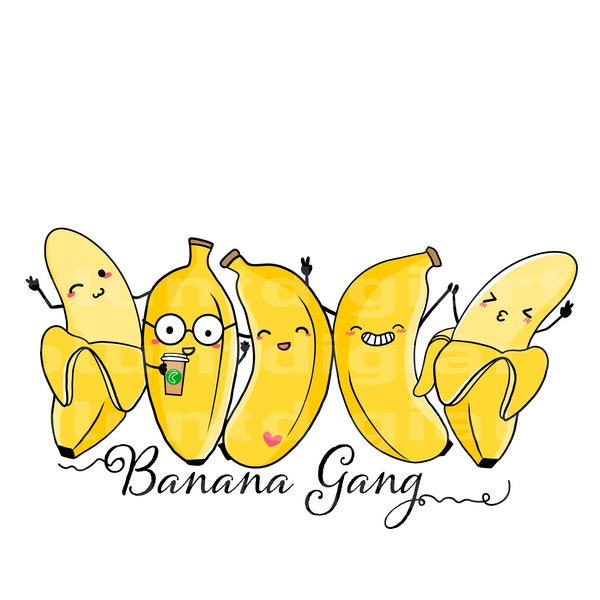 banana gang, kawaii banana, banana clipart, banana clipart download, banana stickers,  kawaii, funny banana