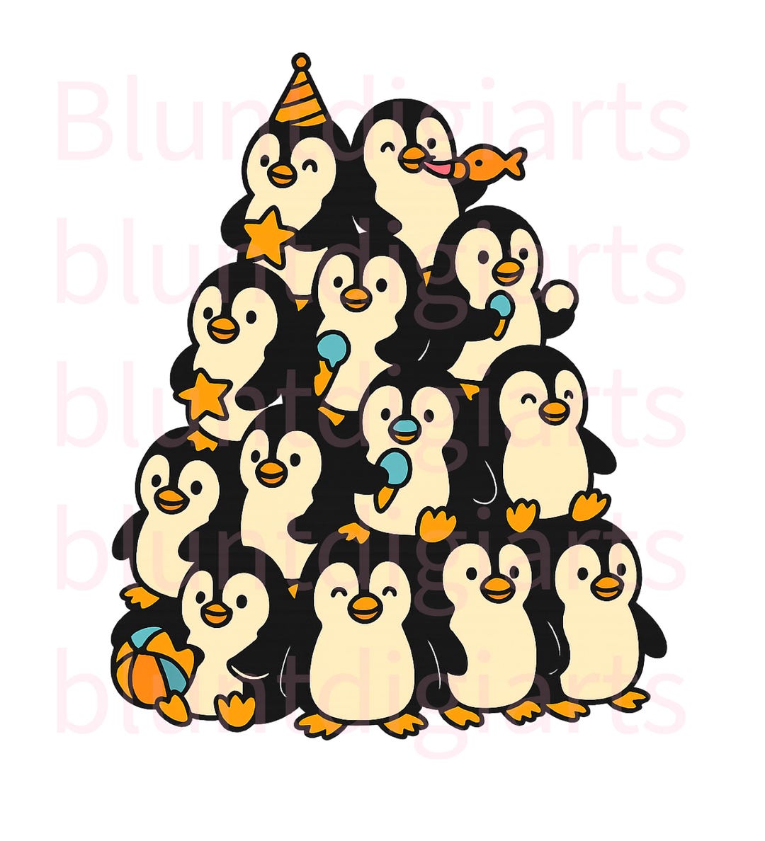 Penguin Stack Vector Penguin Pile, Penguin Clipart, Kawaii Penguins, Penguin Stickers ...