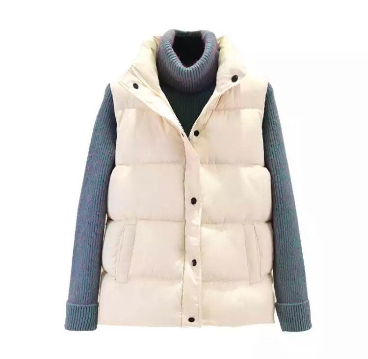 Cropped Puffer Jacket Sleeveless Winter Jackets Puffer Etsy