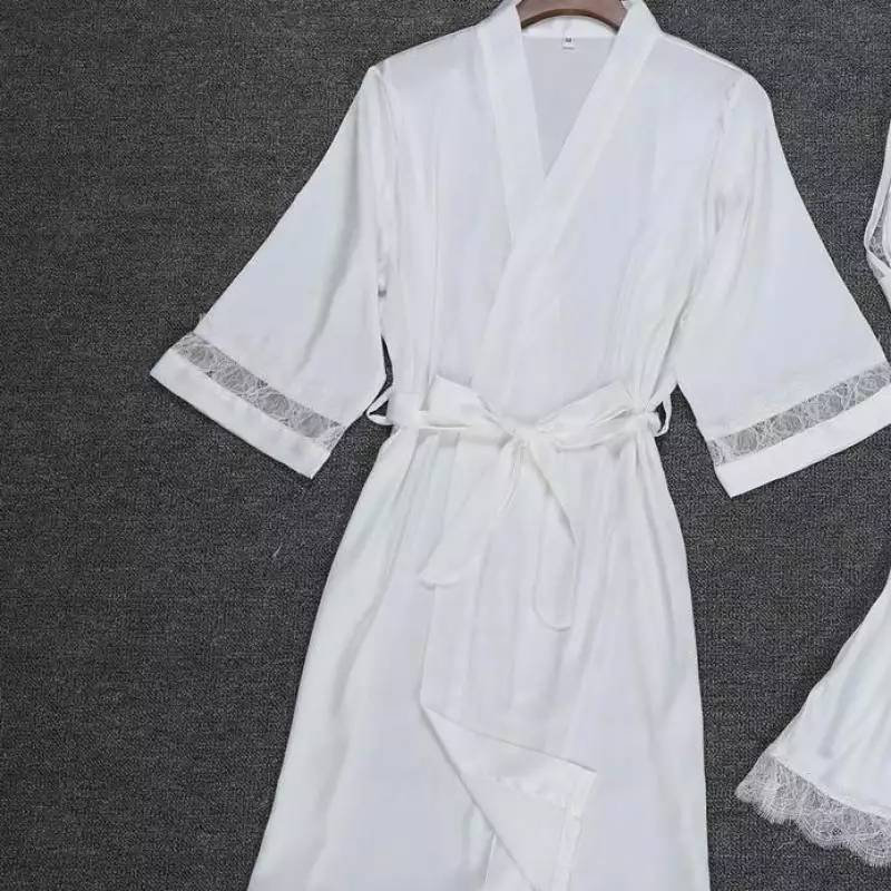 white silk robe with feathers