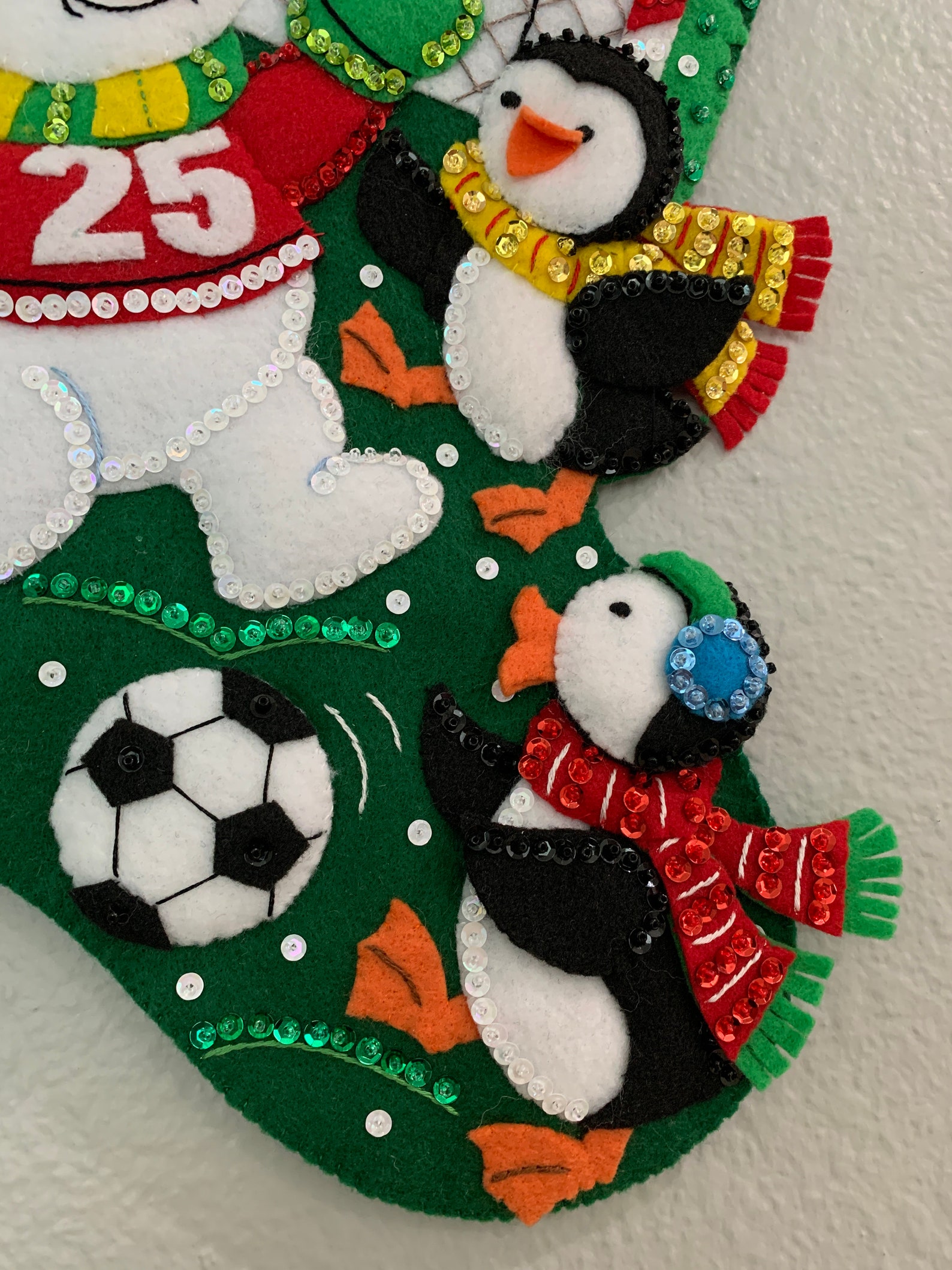 FINISHED Bucilla Felt Christmas Stocking Soccer Etsy