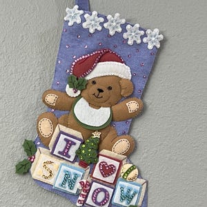 Bucilla &quot;Baby Bear&quot; FINISHED and Lined Christmas Stocking FREE SHIPPING
