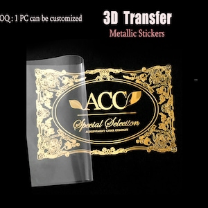 Adesivi personalizzati con trasferimento in metallo con logo 3d, adesivo adesivo UV, etichette personalizzate Decalcomanie fai-da-te impermeabili