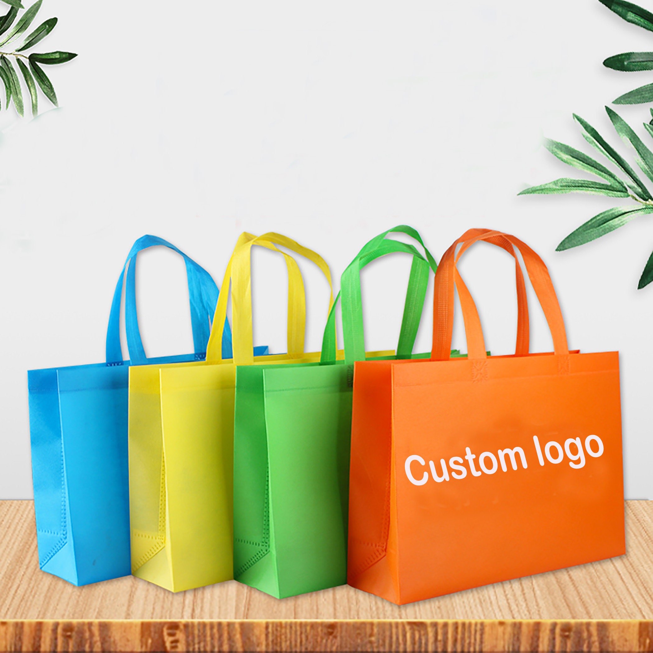 100pcs Custom Printed Non Woven Tote Bags Shopping Bag Reusable Grocery Bags for Wedding Gift Bags Etsy